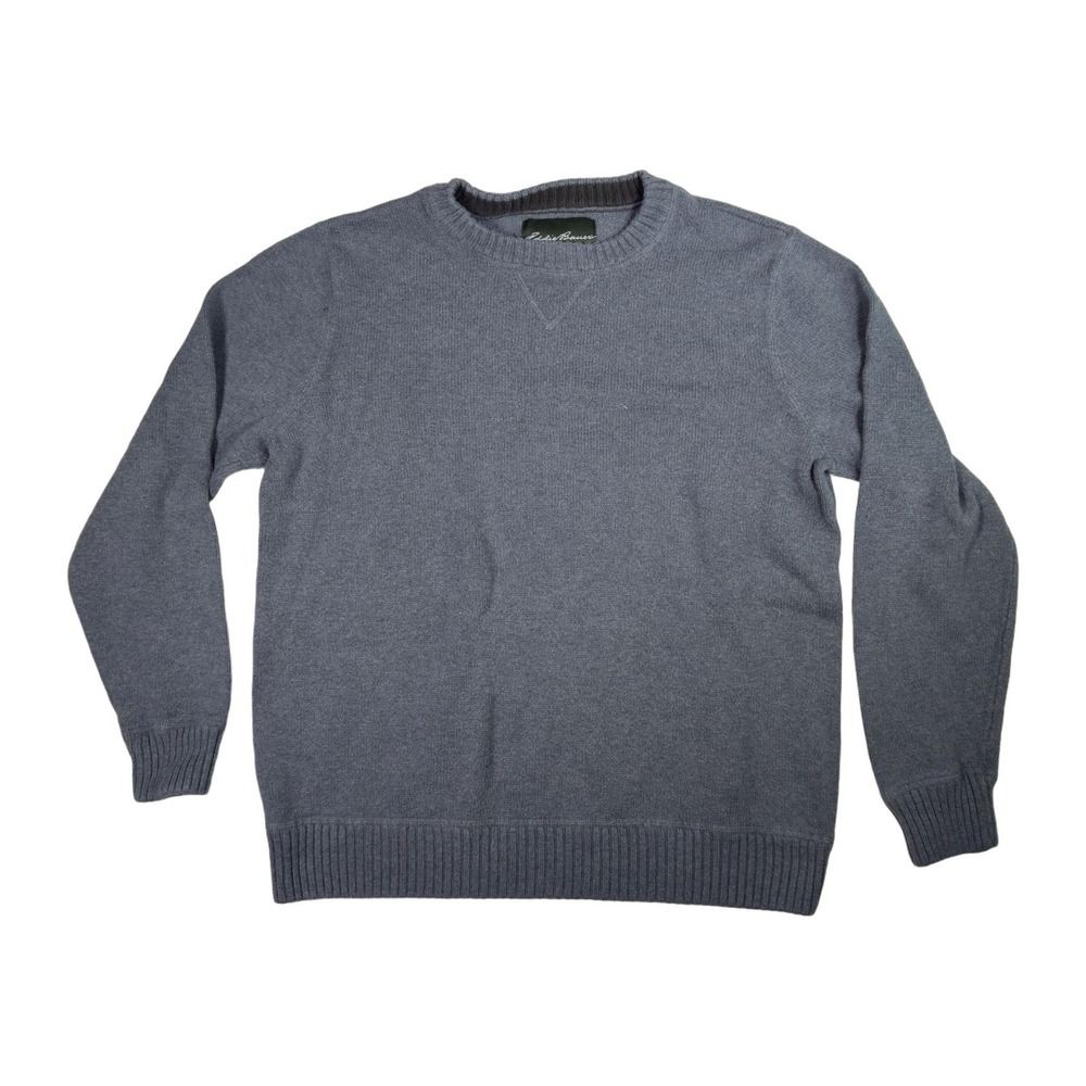 Eddie Bauer Seattle USA Mens XL/XG Gray Cotton Knit Crew Neck Pullover Sweater